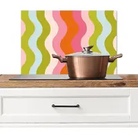 KitchenYeah Spatscherm keuken 70x50 cm - Kookplaat achterwand Banen - Golven - Kleurrijk - Verticaal - Muurbeschermer - Spatwand fornuis - Hoogwaardig aluminium