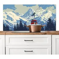 KitchenYeah Spatscherm keuken 120x60 cm - Kookplaat achterwand Kabelbaan - Sneeuw - Berglandschap - Muurbeschermer - Spatwand fornuis - Hoogwaardig aluminium