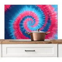 KitchenYeah Spatscherm keuken 100x65 cm - Kookplaat achterwand Spiraal - Roze - Draaiend - Muurbeschermer - Spatwand fornuis - Hoogwaardig aluminium