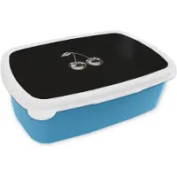 MuchoWow Broodtrommel Blauw - Lunchbox Kers - Luxueus - Metallic - Brooddoos 18x12x6 cm - Brood lunch box - Broodtrommels voor kinderen en volwassenen