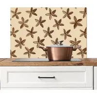 KitchenYeah Spatscherm keuken 80x55 cm - Kookplaat achterwand Sterren - Bruin - Natuurlijk - Muurbeschermer - Spatwand fornuis - Hoogwaardig aluminium