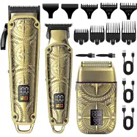 Hatteker 3-in-1 Professionele Tondeuse Set voor Heren – Haartrimmer, Baardtrimmer & Foliescheerapparaat – Oplaadbaar met USB – Draadloze Grooming Kit