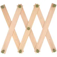 Home & Styling Kinderkamer kapstok - verstelbaar - 9 groene haakjes - hout - 60 x 12 cm