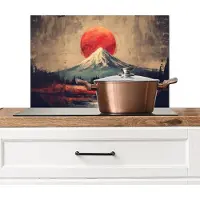KitchenYeah Spatscherm keuken 60x40 cm - Kookplaat achterwand Bergtop - Sneeuw - Zon - Muurbeschermer - Spatwand fornuis - Hoogwaardig aluminium