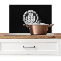 KitchenYeah Spatscherm keuken 60x40 cm - Kookplaat achterwand Krijttekening - Koffie - Latte art - Muurbeschermer - Spatwand fornuis - Hoogwaardig aluminium