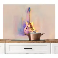 KitchenYeah Spatscherm keuken 120x80 cm - Kookplaat achterwand Gitaar - Pastel - Schilderachtig - Muurbeschermer - Spatwand fornuis - Hoogwaardig aluminium