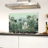 KitchenYeah Spatscherm keuken 60x40 cm - Kookplaat achterwand Tropische tuin - Koepelgebouw - Bloemen - Muurbeschermer - Spatwand fornuis - Hoogwaardig aluminium
