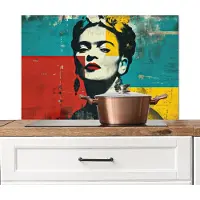 KitchenYeah Spatscherm keuken 90x60 cm - Kookplaat achterwand Bloemen - Felle kleuren - Grafisch - Modern - Muurbeschermer - Spatwand fornuis - Hoogwaardig aluminium