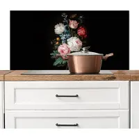 KitchenYeah Spatscherm keuken 100x50 cm - Kookplaat achterwand Boeket - Kleurrijk - Klassiek - Muurbeschermer - Spatwand fornuis - Hoogwaardig aluminium