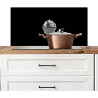 KitchenYeah Spatscherm keuken 90x45 cm - Kookplaat achterwand Cupcake - Luxueus - Zilver - Muurbeschermer - Spatwand fornuis - Hoogwaardig aluminium