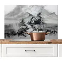 KitchenYeah Spatscherm keuken 100x65 cm - Kookplaat achterwand Hut - Grijs - Bergen - Mistig - Muurbeschermer - Spatwand fornuis - Hoogwaardig aluminium