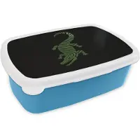 MuchoWow Broodtrommel Blauw - Lunchbox Krokodil - Groen - Tijgerachtig - Strepen - Brooddoos 18x12x6 cm - Brood lunch box - Broodtrommels voor kinderen en volwassenen