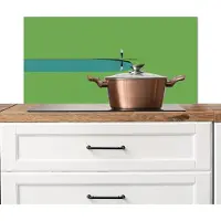KitchenYeah Spatscherm keuken 90x45 cm - Kookplaat achterwand Persoon - Golf - Water - Blauw - Muurbeschermer - Spatwand fornuis - Hoogwaardig aluminium