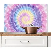 KitchenYeah Spatscherm keuken 100x65 cm - Kookplaat achterwand Spiraal - Tie dye - Pasteltinten - Muurbeschermer - Spatwand fornuis - Hoogwaardig aluminium