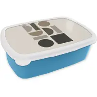 MuchoWow Broodtrommel Blauw - Lunchbox Natuurlijke tinten - Grafisch - Verticale compositie - Brooddoos 18x12x6 cm - Brood lunch box - Broodtrommels voor kinderen en volwassenen