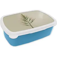 MuchoWow Broodtrommel Blauw - Lunchbox Dennentak - Naaldvormige bladeren - Lichtgroen - Brooddoos 18x12x6 cm - Brood lunch box - Broodtrommels voor kinderen en volwassenen