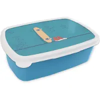 MuchoWow Broodtrommel Blauw - Lunchbox Skateboard - Gympen - Rood - Minimalistisch - Brooddoos 18x12x6 cm - Brood lunch box - Broodtrommels voor kinderen en volwassenen