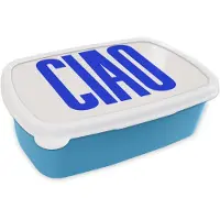 MuchoWow Broodtrommel Blauw - Lunchbox Ciao - Hoofdletters - Blauw - Minimalistisch - Brooddoos 18x12x6 cm - Brood lunch box - Broodtrommels voor kinderen en volwassenen