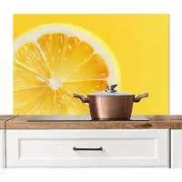 KitchenYeah Spatscherm keuken 100x65 cm - Kookplaat achterwand Citroen - Geel - Zonnig - Muurbeschermer - Spatwand fornuis - Hoogwaardig aluminium
