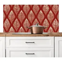 KitchenYeah Spatscherm keuken 120x60 cm - Kookplaat achterwand Bladeren - Rood - Elegant - Muurbeschermer - Spatwand fornuis - Hoogwaardig aluminium