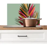 KitchenYeah Spatscherm keuken 60x40 cm - Kookplaat achterwand Tak - Bladeren - Kleurrijk - Schaduw - Muurbeschermer - Spatwand fornuis - Hoogwaardig aluminium