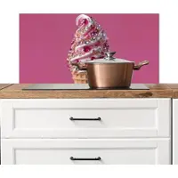 KitchenYeah Spatscherm keuken 90x45 cm - Kookplaat achterwand Softijs - Edelstenen - Roze - Hoorntje - Muurbeschermer - Spatwand fornuis - Hoogwaardig aluminium