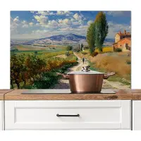 KitchenYeah Spatscherm keuken 100x65 cm - Kookplaat achterwand Mensen - Wandelen - Zandpad - Velden - Muurbeschermer - Spatwand fornuis - Hoogwaardig aluminium