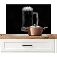 KitchenYeah Spatscherm keuken 90x60 cm - Kookplaat achterwand Bierpul - Schuim - Krijttekening - Muurbeschermer - Spatwand fornuis - Hoogwaardig aluminium