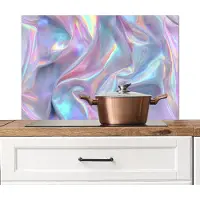 KitchenYeah Spatscherm keuken 90x60 cm - Kookplaat achterwand Golvend - Pasteltinten - Glanzend - Stof - Muurbeschermer - Spatwand fornuis - Hoogwaardig aluminium