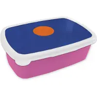 MuchoWow Broodtrommel Roze - Lunchbox Vorm - Rond - Minimalistisch - Blauw - Brooddoos 18x12x6 cm - Brood lunch box - Broodtrommels voor kinderen en volwassenen