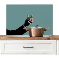 KitchenYeah Spatscherm keuken 90x60 cm - Kookplaat achterwand Arm - Glas - Pak - Blauw - Muurbeschermer - Spatwand fornuis - Hoogwaardig aluminium