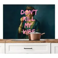 KitchenYeah Spatscherm keuken 120x80 cm - Kookplaat achterwand Vrouw - Portret - Kroon - Muurbeschermer - Spatwand fornuis - Hoogwaardig aluminium