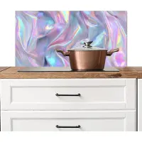 KitchenYeah Spatscherm keuken 80x40 cm - Kookplaat achterwand Golvend - Pasteltinten - Glanzend - Stof - Muurbeschermer - Spatwand fornuis - Hoogwaardig aluminium