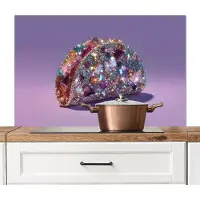 KitchenYeah Spatscherm keuken 100x65 cm - Kookplaat achterwand Edelstenen - Glitters - Paars - Kleurrijk - Muurbeschermer - Spatwand fornuis - Hoogwaardig aluminium