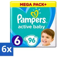 Pampers 6 x - Active Baby - Luiers - Maat 6 (13-18 kg) - Extra Groot - 96 Luiers - Luiers - Baby Luiers - Luiers Maat 6 - Luiers Voor Actieve Baby's - Luiers Voor Peuters