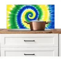 KitchenYeah Spatscherm keuken 80x40 cm - Kookplaat achterwand Spiraal - Groen - Draaiend - Muurbeschermer - Spatwand fornuis - Hoogwaardig aluminium