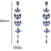 Go Dutch Label Oorknoppen Long Stone Dangle Goud Blauw