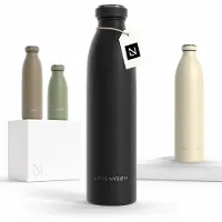 LARS NYSØM Ren Roestvrijstalen drinkfles 750ml - BPA-vrije geïsoleerde waterfles 0,75 Liter (Carbon Black)