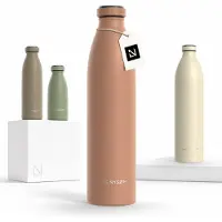 LARS NYSØM Ren Roestvrijstalen drinkfles 1000ml - BPA-vrije geïsoleerde waterfles - voorSport, Fiets, Volwassene, Kids (Blush Rose)