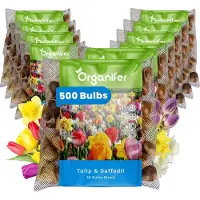 Organifer 500 Tulpen- en Narcissen Mix - 8 Soorten - XXL Bolmaat 12/14 cm/+ - Bloembollen - Narcissen - Kleurenmix - Zomerbollen - Voorjaarsbollen - Trekt vlinders en bijen aan - Vaste planten -