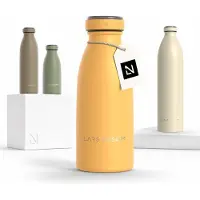 LARS NYSØM Ren Roestvrijstalen drinkfles 350ml - BPA-vrij geïsoleerde waterfles 0,35 Liter (Mustard Yellow)