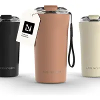 LARS NYSØM Rørelse Thermo Coffee Mug-to-go 500ml - BPA-vrij met Isolatie - Met Draagriem & Tritan Deksel (Blush Rose)