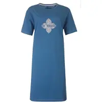 Irresistible Dames Nachthemd - Korte Mouwen - Ocean Blue - Maat L