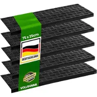 Karat Rubber Trapmat Madras - 25 x 75 cm - Zwart - Set Van 5 - Zelfklevend - Weerbestendige & Antislip - Traptrede Matten - Voor Buiten - Antislip Matten