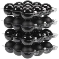 Othmar decorations Kleine kerstballen - 72x st - zwart - D4 cm - glas - kerstversiering