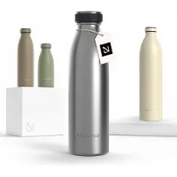 LARS NYSØM Ren Roestvrijstalen drinkfles 500ml - BPA-vrij geïsoleerde waterfles 0,5 Liter (Stainless Steel)