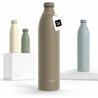 Lars Larsen Ren Roestvrijstalen drinkfles 1500ml - BPA-vrij geïsoleerde waterfles 1,50 Liter (Taupe Brown)