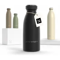 LARS NYSØM Ren Roestvrijstalen drinkfles 350ml - BPA-vrij geïsoleerde waterfles 0,35 Liter (Carbon Black)