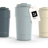 LARS NYSØM Bevægelse Thermos Coffee Mug-to-go 500ml - BPA-vrij met Isolatie - Lekvrije Roestvrijstalen Thermosbeker (Sky Blue)
