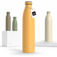 LARS NYSØM Ren Roestvrijstalen drinkfles 1000ml - BPA-vrije geïsoleerde waterfles - voorSport, Fiets, Volwassene, Kids (Mustard Yellow)
